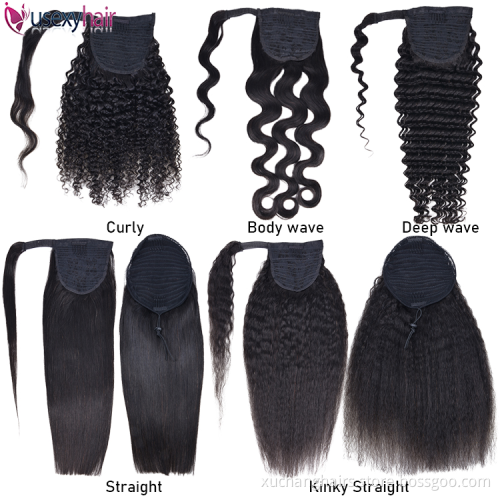 Cabello de la templo indio al por mayor Extensiones de cabello sin procesar Virgin Human Hairtails para mujeres negras